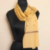 Elegant Yellow 64 Count Muffler with Kashmiri Hand-Sozni