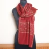Classic Maroon Sozni Needle Embroidered Muffler from Srinagar