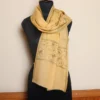 Kashmiri Sozni Embroidered Yellow Muffler in 64 Count