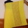 Authentic Hand Sozni Saree from Kashmir | Yellow - Dal Jheel