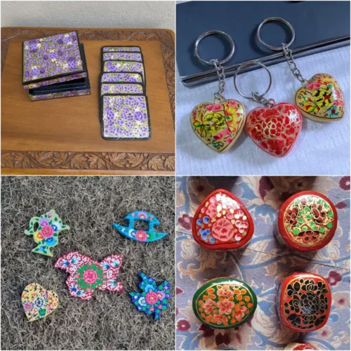 Paper Machie Elegance Bundle | Gift Set | Coaster Set, Keychain, Ring Box, and Magnets