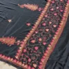 Sozni Saree Black Chinari Hand Paper Machie Work from Kashmir