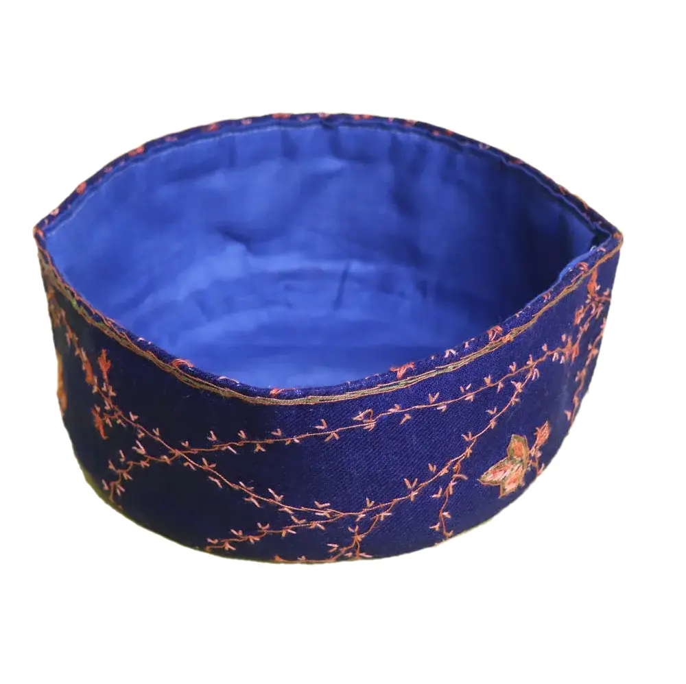 Kashmiri Sozni Cap | Gul-e-Lolab Blue Hand Embroidered - Image 4