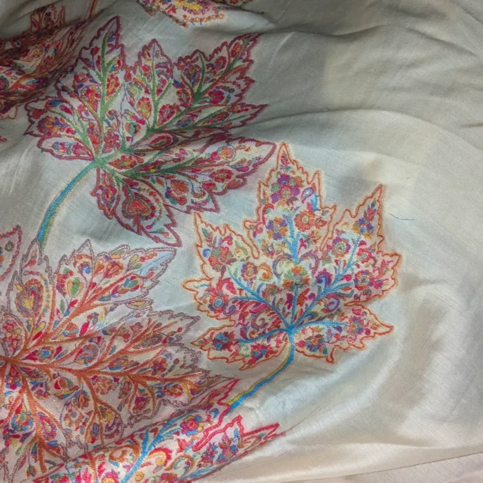 Luxe Kashmiri Kani Silk Saree | Original Jamawar Chinar Booyn  | Cream - Image 7