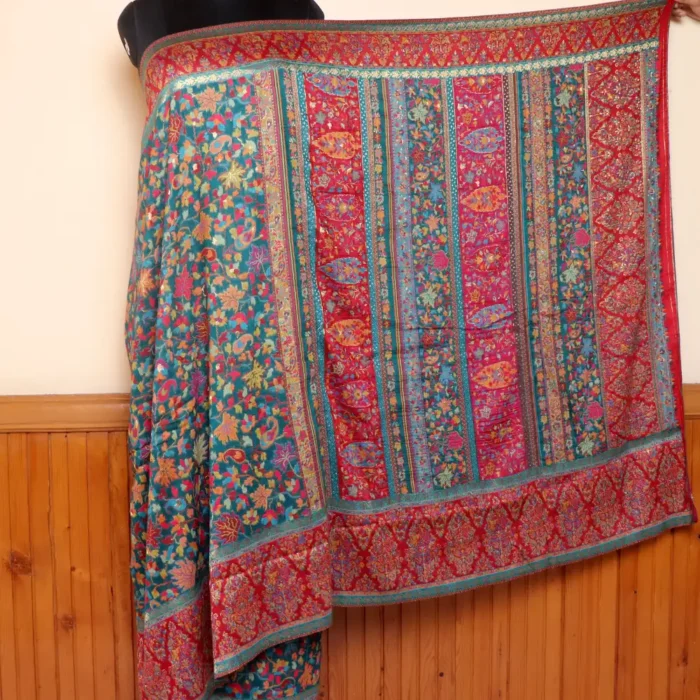 Luxe Jamawar Original Kashmiri Silk Kani Saree | Green | Gul E Nargis - Image 7