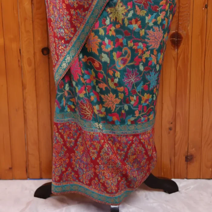 Luxe Jamawar Original Kashmiri Silk Kani Saree | Green | Gul E Nargis - Image 5