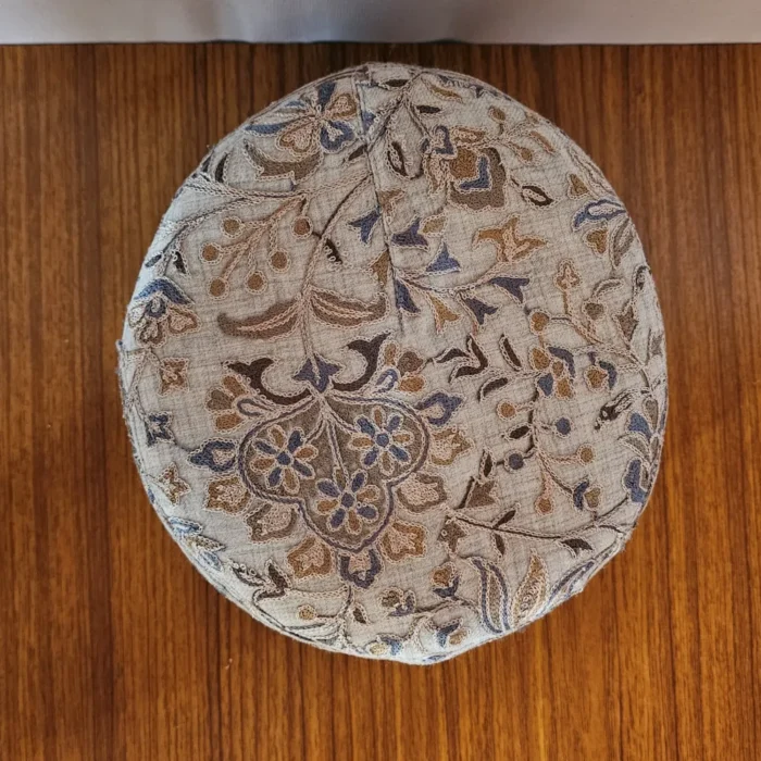 Khwabgah Light Grey Aari Worked Cap in Toosha Fabric - Image 3
