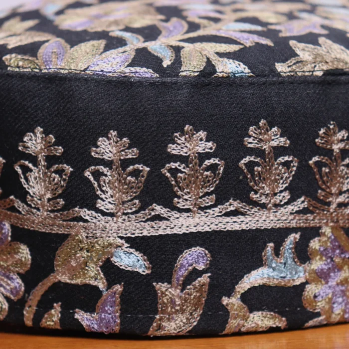 Black Boni-Chakal Toosha Cap with Traditional Aari Embroidery - Image 2