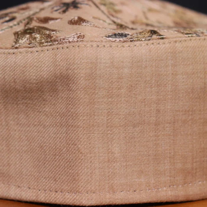 Nishat Baghi – Aari Embroidered Beige Toosha Cap from Kashmir - Image 3