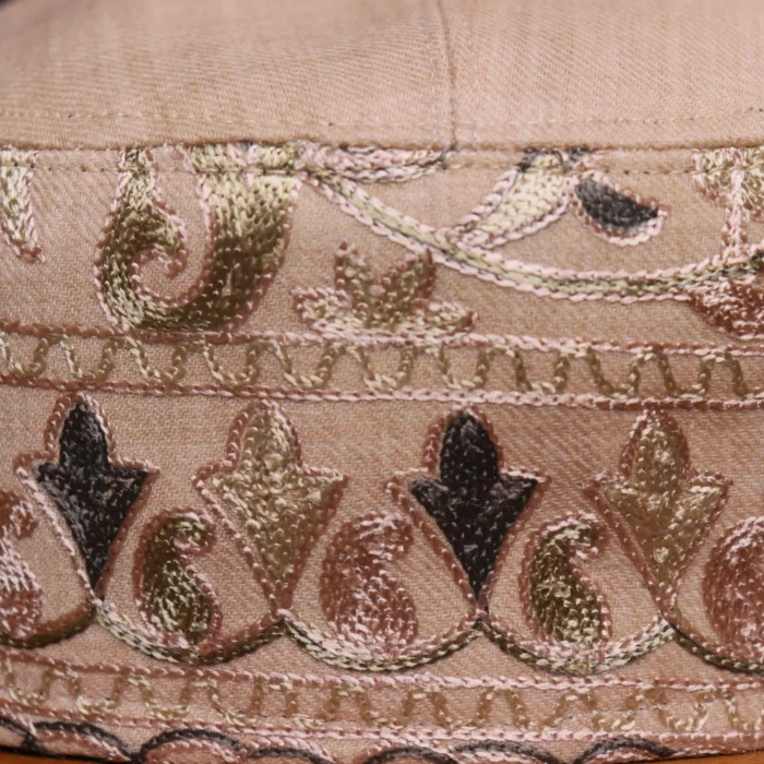 Gulshan Nagar Beige  Toosha Cap with Kashmiri Aari Work - Image 3