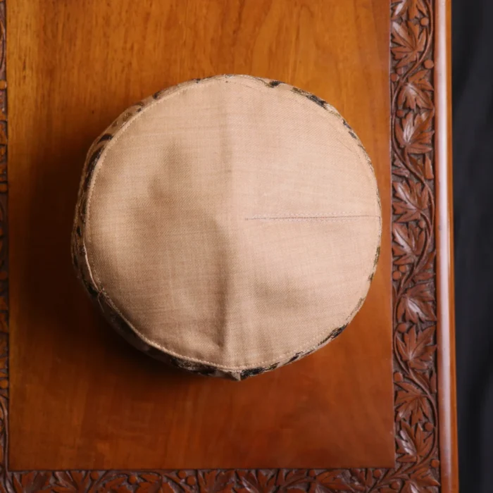Gulshan Nagar Beige  Toosha Cap with Kashmiri Aari Work - Image 2