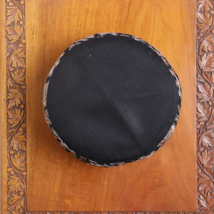 Sitar Bagh Black Aari Embroidered Toosha Cap from Kashmir Valley - Image 3