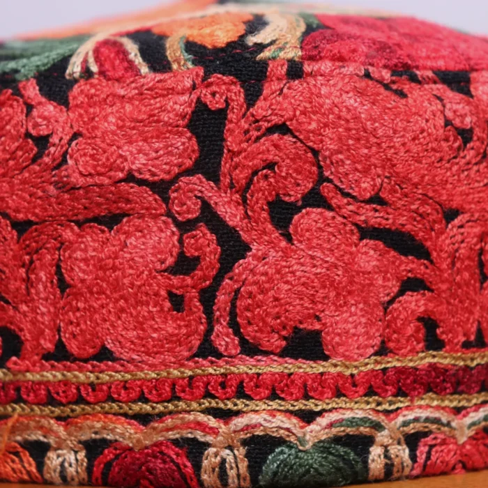 Black Naqas-i-Bahar Toosha Cap with Red Kashmiri Aari Embroidery - Image 2