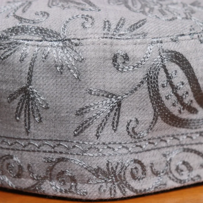 Firdous Nagar Grey Toosha Cap with Aari Work - Image 2