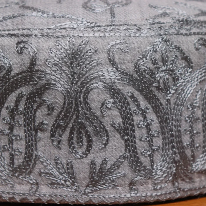 Ruhposh Grey Kashmiri Toosha Cap with Classic Aari Embroidery - Image 2