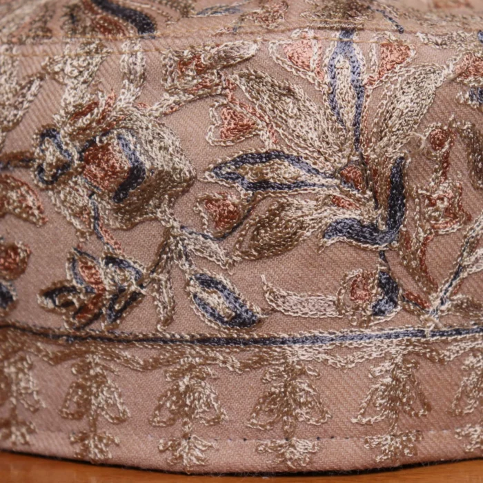 Raazdan Beige Toosha Cap with Fine Aari Work - Image 2