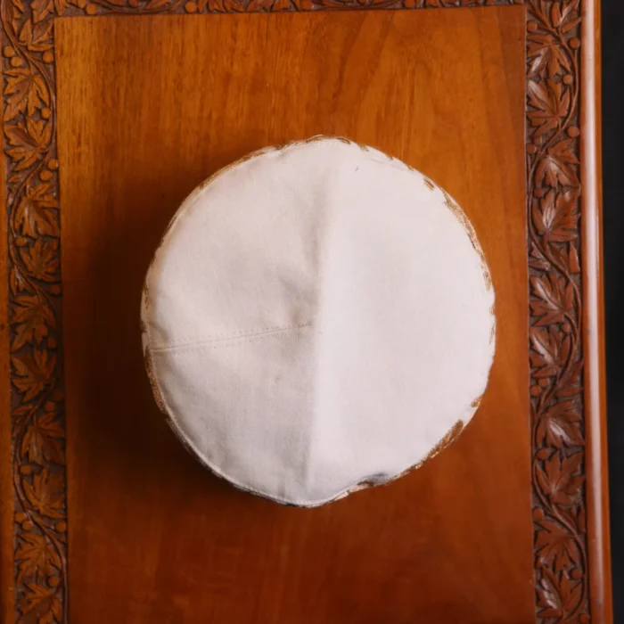 White Toosha Cap with Elegent Aari Work - Image 3