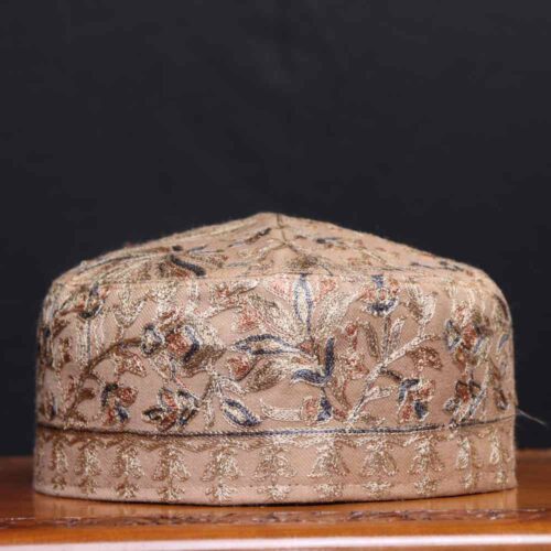 Raazdan Beige Toosha Cap with Elegent Aari Work