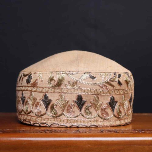 Gulshan Nagar Beige  Toosha Cap with Kashmiri Aari Work