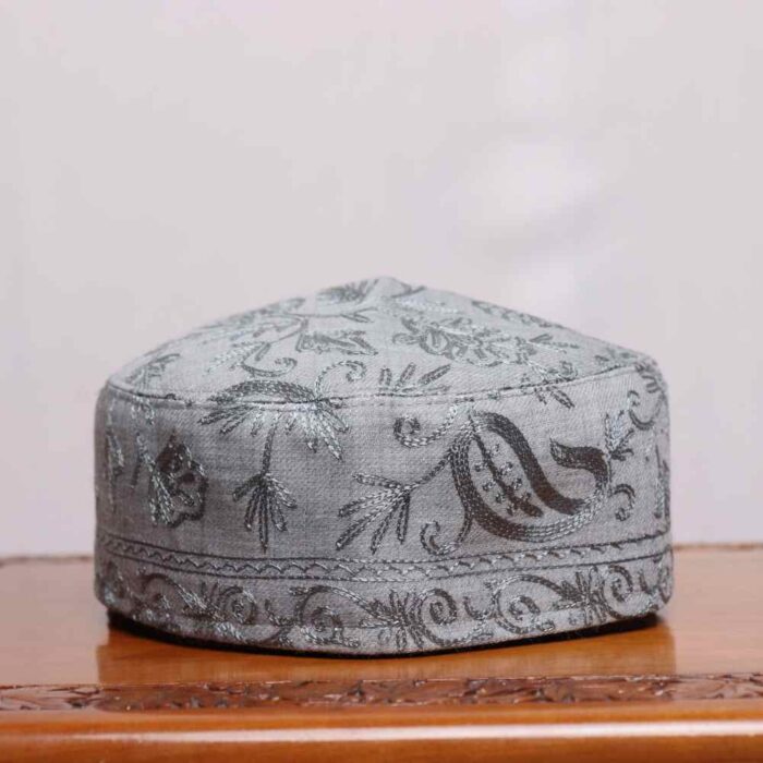 Firdous Nagar Grey Toosha Cap with Aari Work