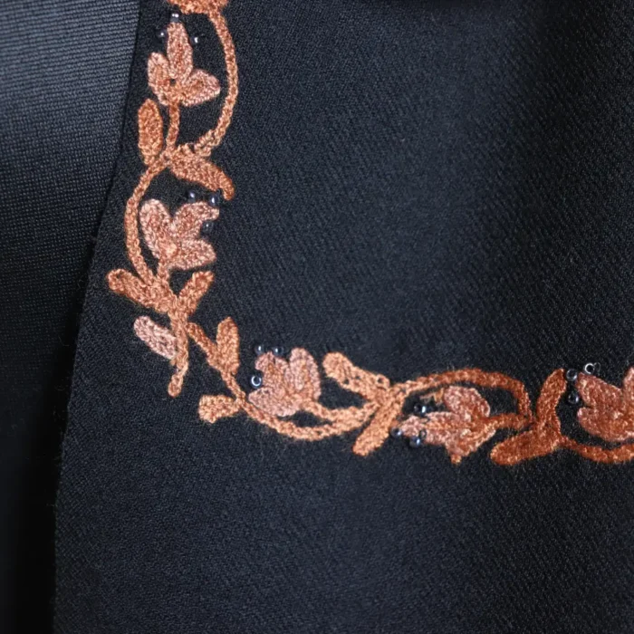 Kashmiri Black hand-Aari Embroidered 64 Count Muffler - Image 3