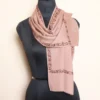 Kashmiri Light Beige Muffler in 64 Count with Hand Aari Detailing