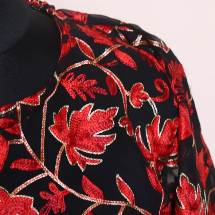 Black Chinar Front Back Aari Work Kashmiri Short Kurti - Lal Bazaar Collection - Image 3