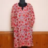 Baby Pink Chinar Front Back Aari Work Kashmiri Long Kurti - Lal Bazaar Collection