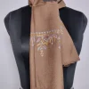 Kashmiri Beige Hand Sozni Embroidered Muffler in 64 Count Fabric