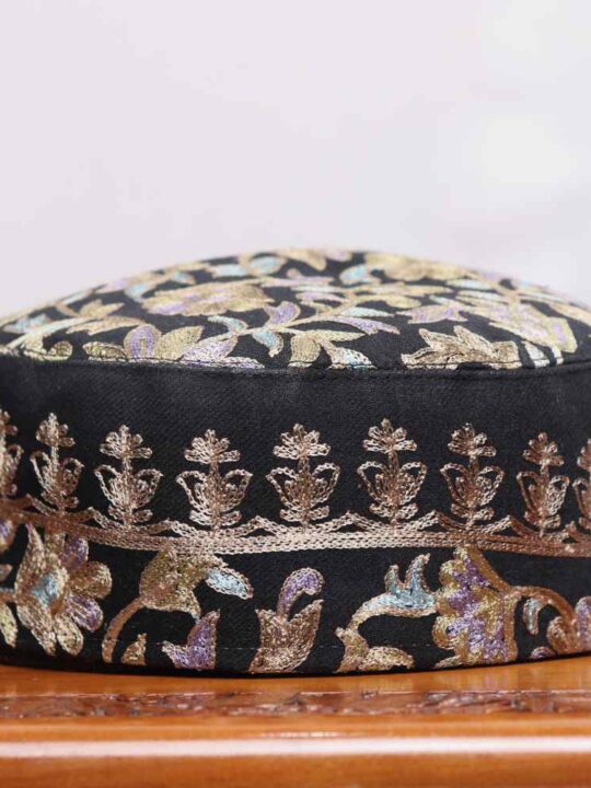 Boni-Chakal Toosha Black Cap with Traditional Aari Embroidery