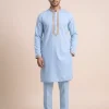 Ruby Cotton Men’s Kurta Pyjama Fabric with Hand Sozni Work – Kashmiri Look