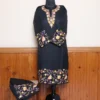 Kashmiri Black Co-ord Set in Ruby Cotton with Aari Embroidered Damaan and Sleeves | Pahalgam Collection