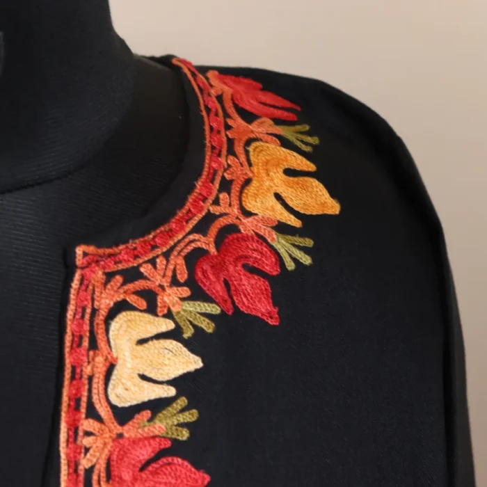 Black Kashmiri Ruby Cotton Co-ord Set with Detailed Sleeve and Damaan Embroidery | Pahalgam Collection - Image 3