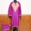 Light Purple Kashmiri Co-ord Set in Ruby Cotton with Aari Detailing | Pahalgam Collection