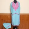 Sky Blue Soft Ruby Cotton Kashmiri Co-ord Set with Aari Embroiderey | Pahalgam Collection