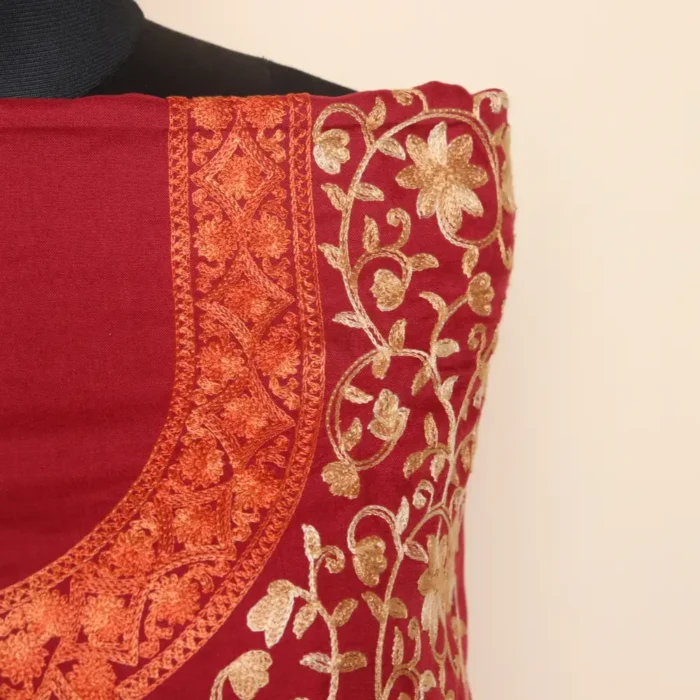 2PC Maroon Panel Jamwar Design Kashmiri Work Summer Cool Suit - Dal Jheel Collection - Image 3