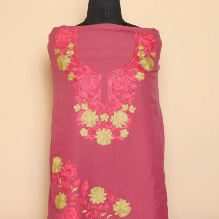 2PC Magenta Kashmiri Work Cotton Suit with Floral Booti - Dal Jheel Collection - Image 2