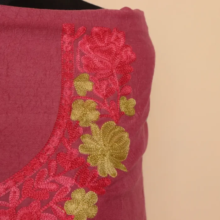 2PC Magenta Kashmiri Work Cotton Suit with Floral Booti - Dal Jheel Collection - Image 3