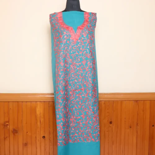 Teal Blue 2PC Kashmiri Cotton Suit | All Over Jaal Badami Aari Embroidery | Dal Jheel Collection