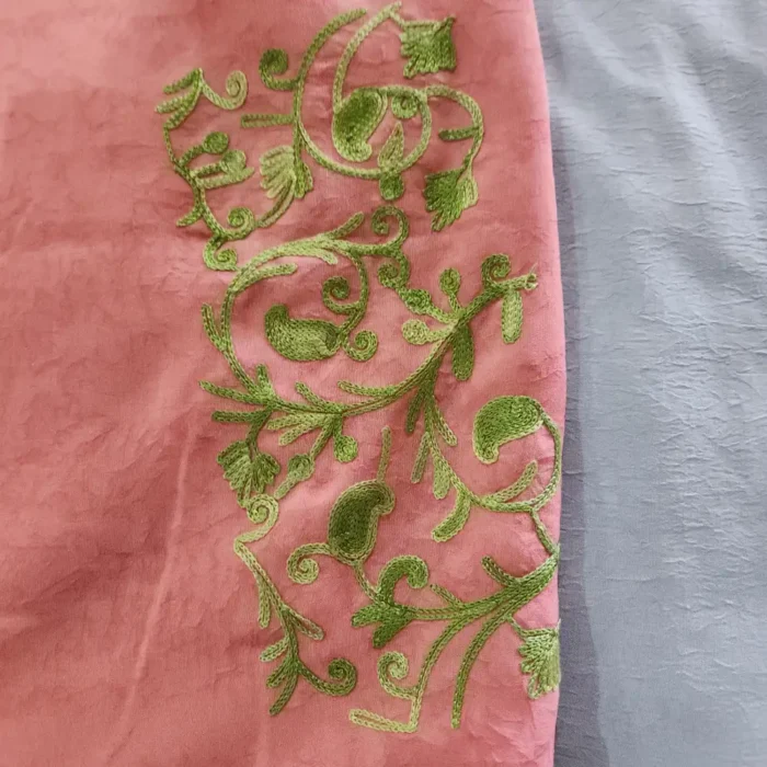 2PC Pink Kashmiri Cotton Suit | All Over Jaal Badami Aari Embroidery | Dal Jheel Collection - Image 4