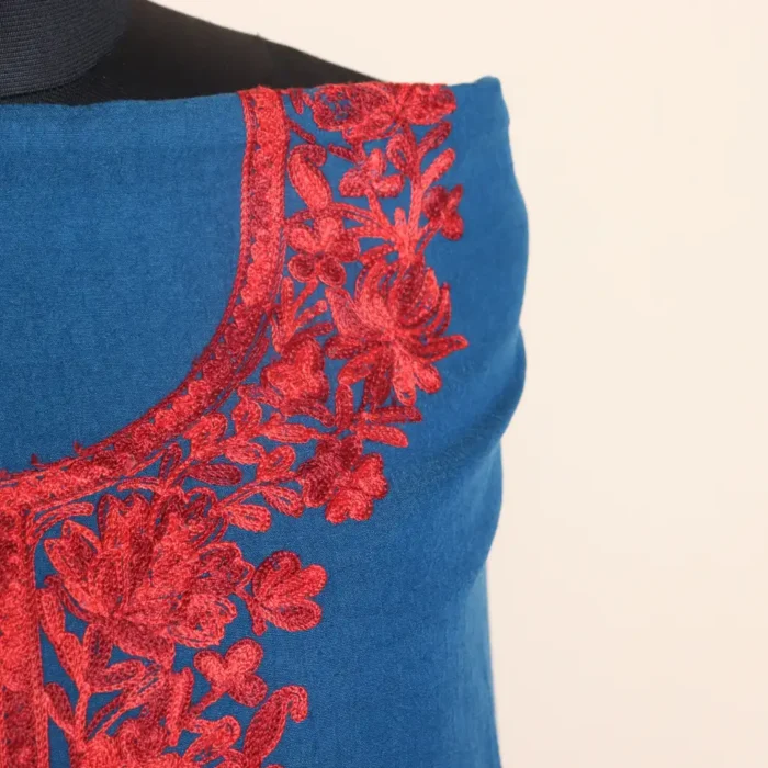 2PC Royal Blue Kashmiri Work Cotton Suit with Floral Booti - Dal Jheel Collection - Image 3
