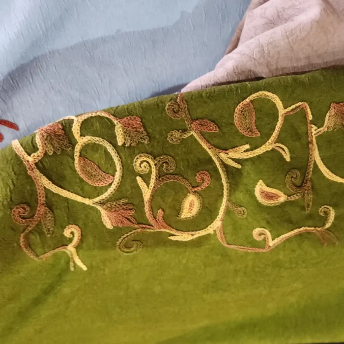 2PC Olive Green Kashmiri Cotton Suit | All Over Jaal Badami Aari Embroidery | Dal Jheel Collection - Image 4
