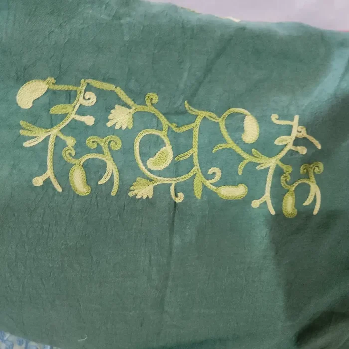 Dark Sea Green 2PC Kashmiri Cotton Suit | All Over Jaal Badami Aari Embroidery | Dal Jheel Collection - Image 4