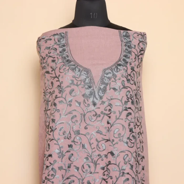 Lavender 2PC Kashmiri Cotton Suit | All Over Jaal Badami Aari Embroidery | Dal Jheel Collection - Image 2