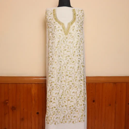Cream 2PC Kashmiri Cotton Suit | All Over Jaal Badami Aari Embroidery | Dal Jheel Collection