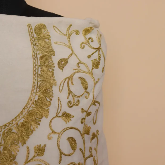 Cream 2PC Kashmiri Cotton Suit | All Over Jaal Badami Aari Embroidery | Dal Jheel Collection - Image 3