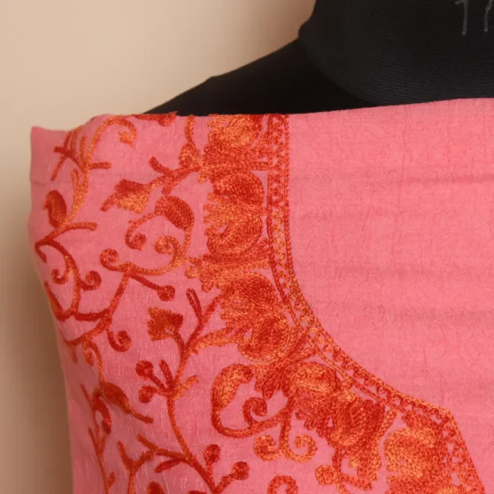 Adorable Pink 2PC Kashmiri Cotton Suit | All Over Jaal Badami Aari Embroidery | Dal Jheel Collection - Image 3