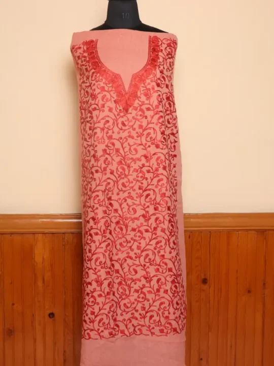 Elegent Dark Pink 2PC Kashmiri Cotton Suit | All Over Jaal Badami Aari Embroidery | Dal Jheel Collection