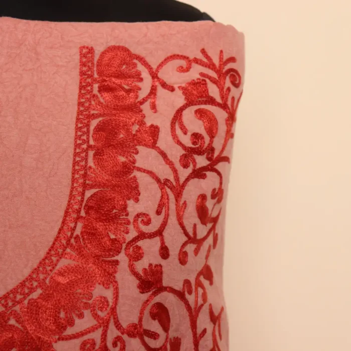 Elegent Dark Pink 2PC Kashmiri Cotton Suit | All Over Jaal Badami Aari Embroidery | Dal Jheel Collection - Image 3