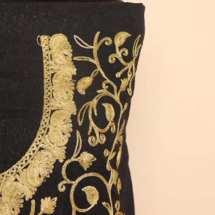 2PC Kashmiri Black Cotton Suit | All Over Jaal Badami Aari Embroidery | Dal Jheel Collection - Image 3